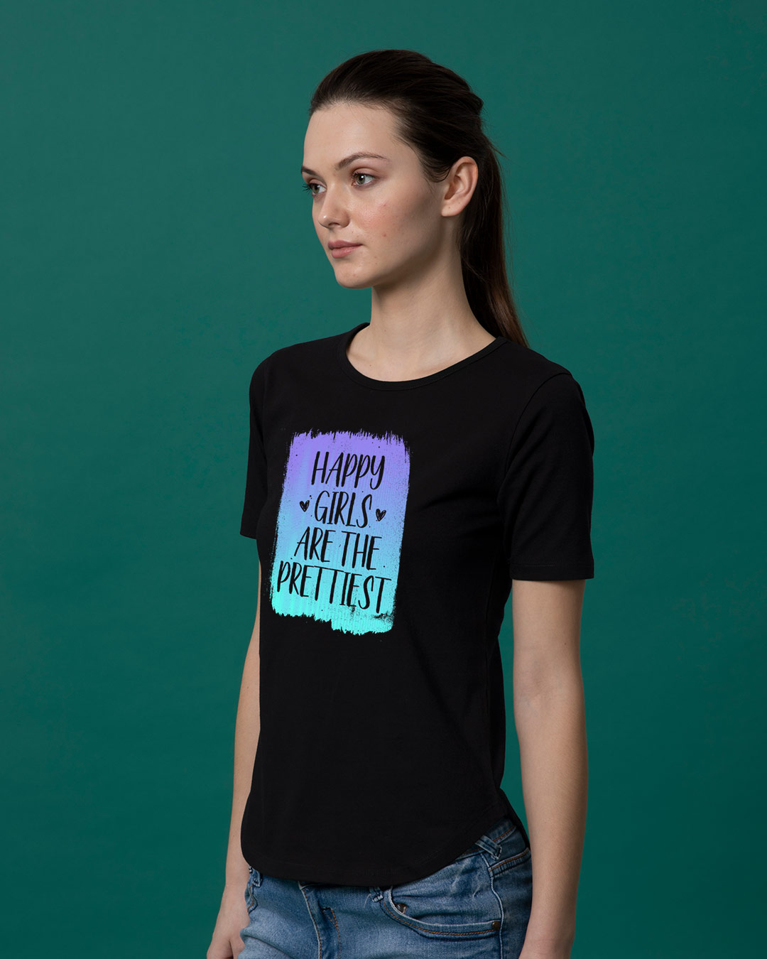 Shop Happy Girls Basic Round Hem T-Shirt-Back