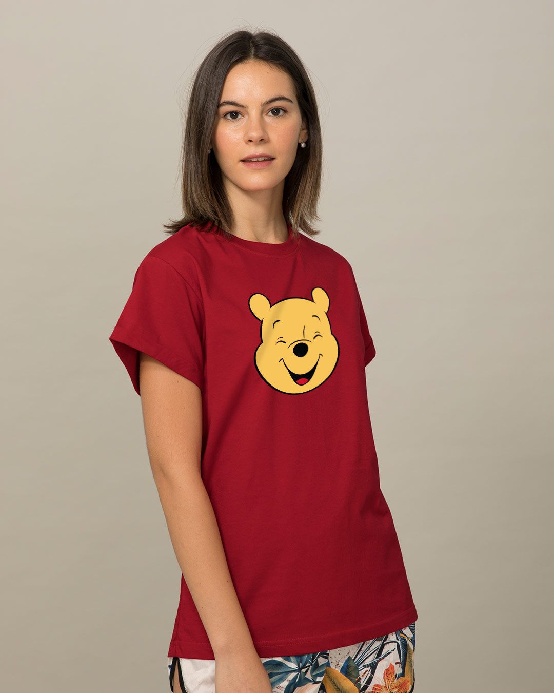 Shop Happy Pooh Boyfriend T-Shirt (DL)-Back