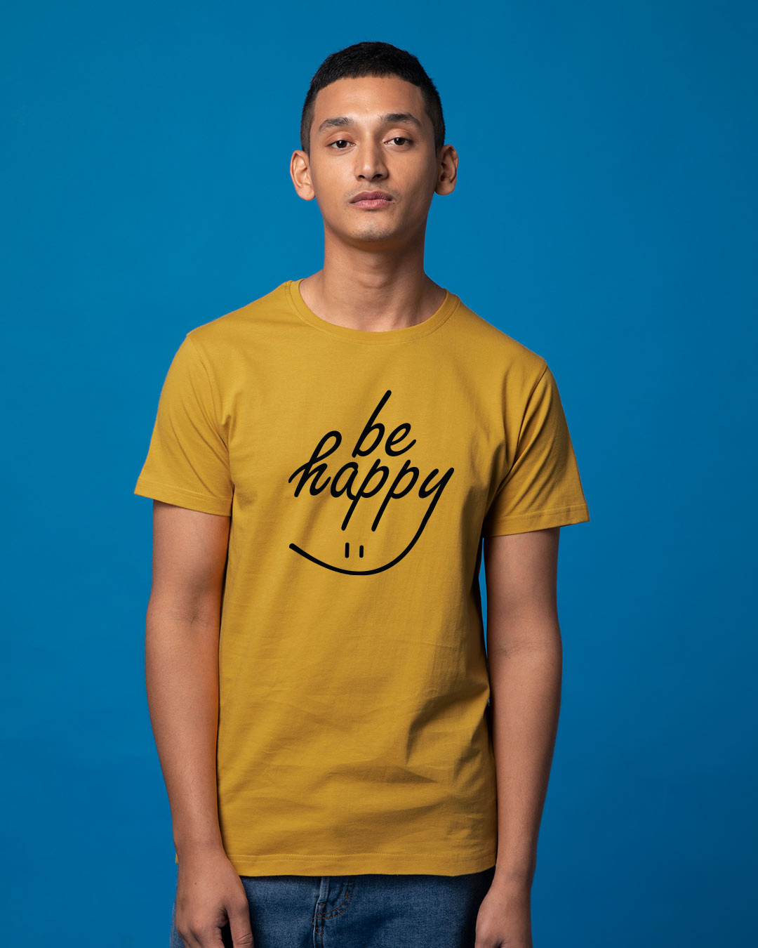 Shop Happy Smiley Half Sleeve T-Shirt-Back