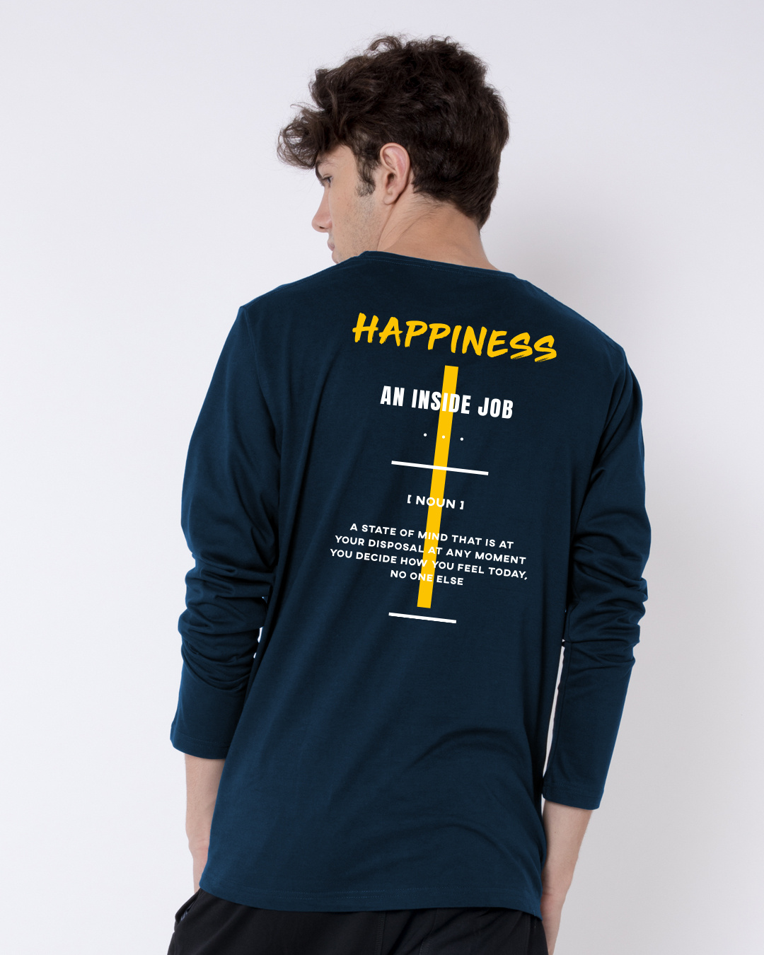 Shop Men's Blue Happy State Graphic Printed T-shirt-Back