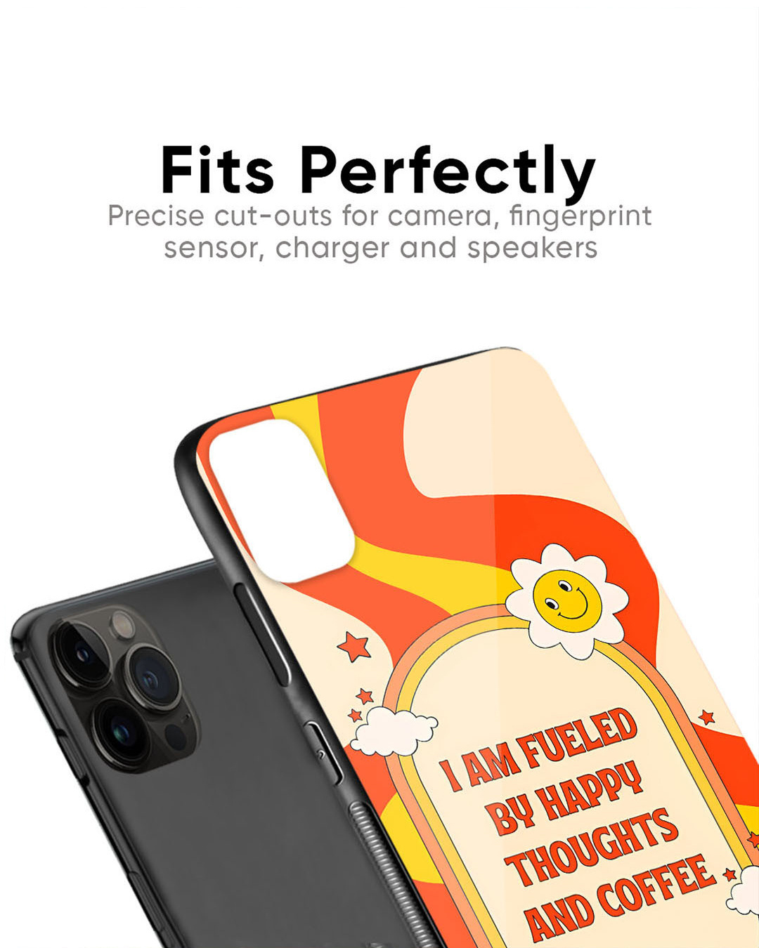 Shop Happy Thought Premium Glass Case for Apple iPhone 15 Pro (Shock Proof, Scratch Resistant)-Back