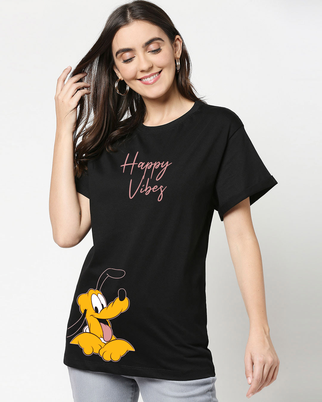 Shop Happy Vibes Pluto Boyfriend T-Shirt-Back