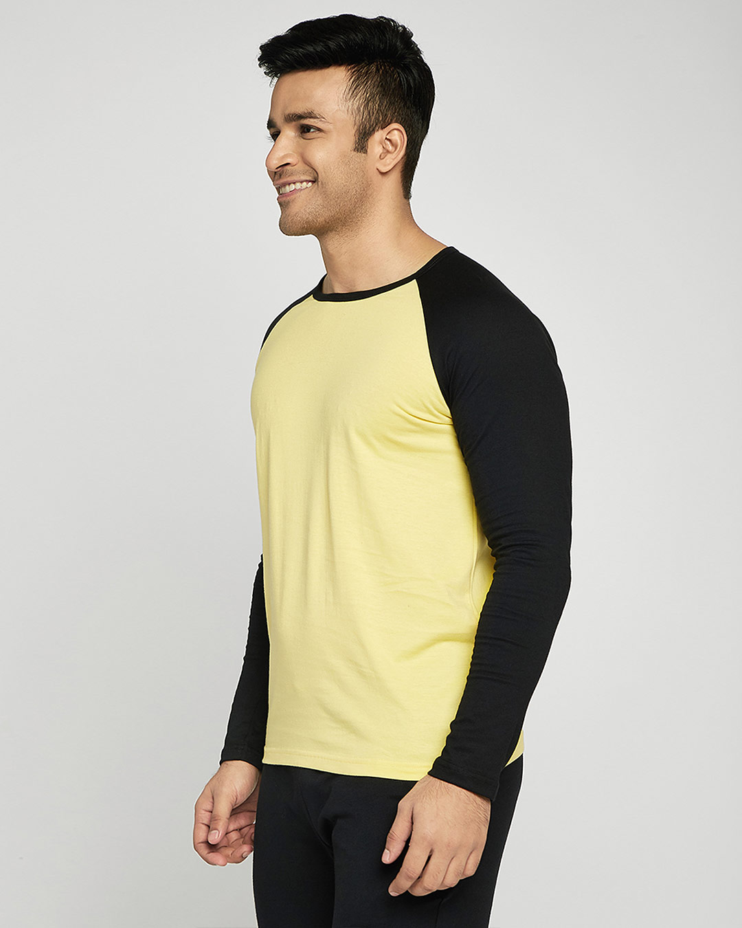 Shop Happy Yellow Full Sleeve Raglan T-Shirt-Back