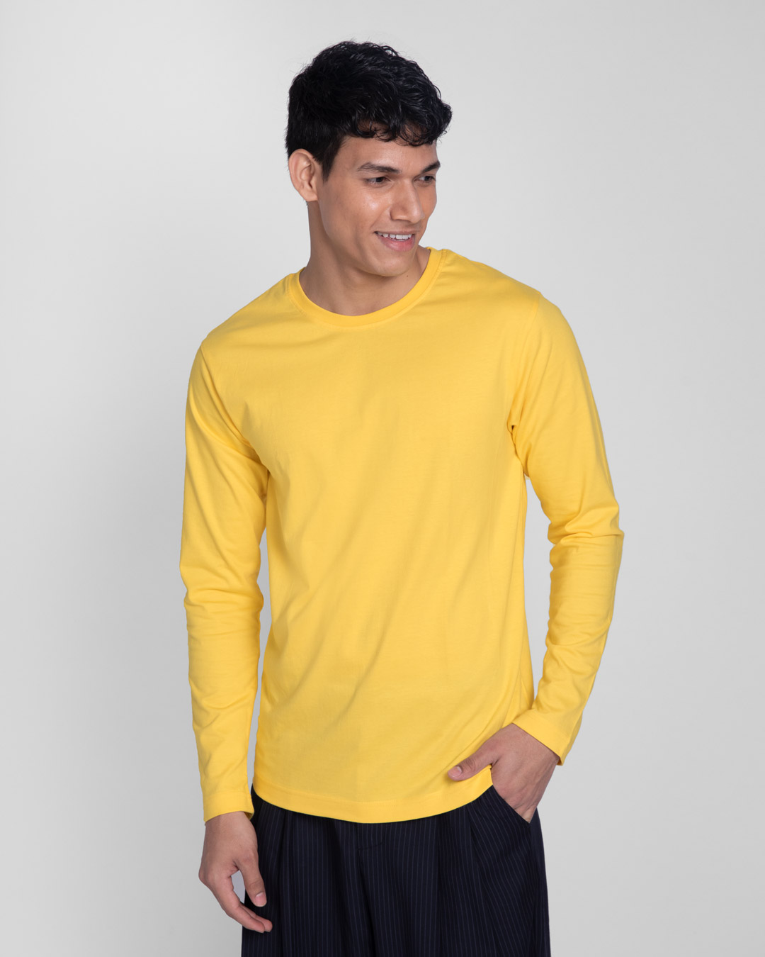 Shop Happy Yellow Full Sleeve T-Shirts-Back