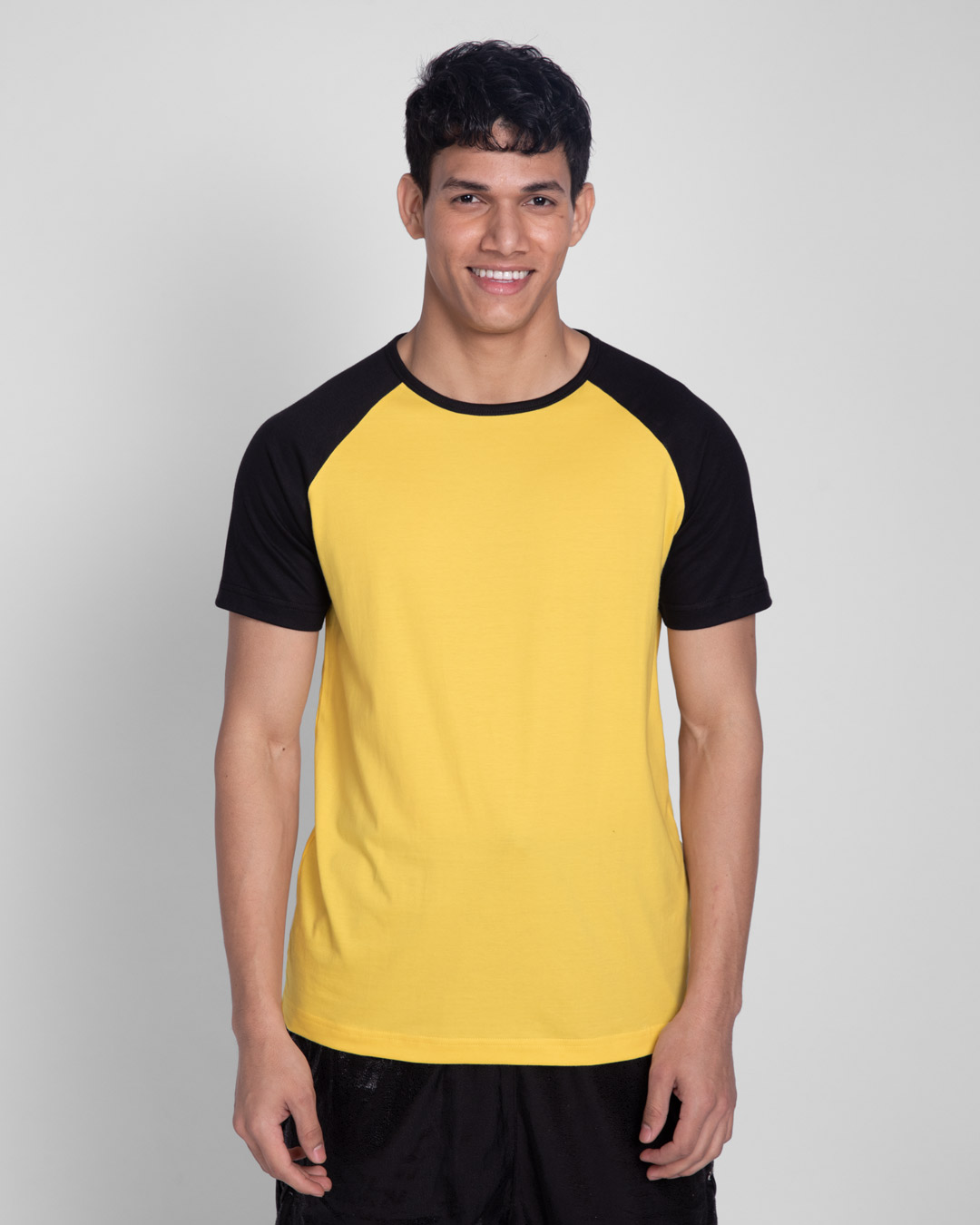 Shop Happy Yellow Half Sleeve Raglan T-Shirt-Back