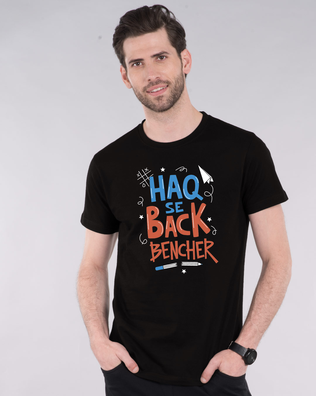 Shop Haq Se Back Bencher Half Sleeve T-Shirt-Back