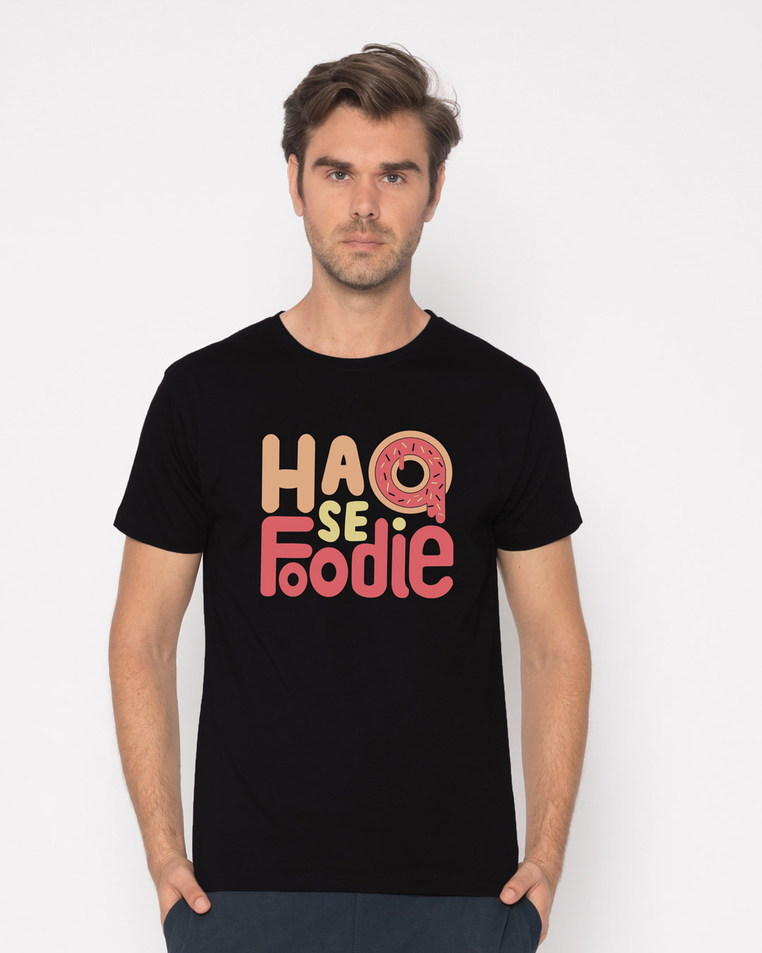 Shop Haq Se Foodie Half Sleeve T-Shirt-Back
