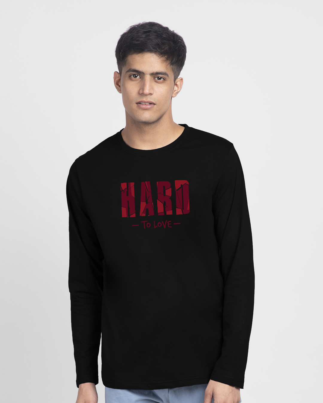 Shop Hard To Love Full Sleeve T-Shirt Black-Back