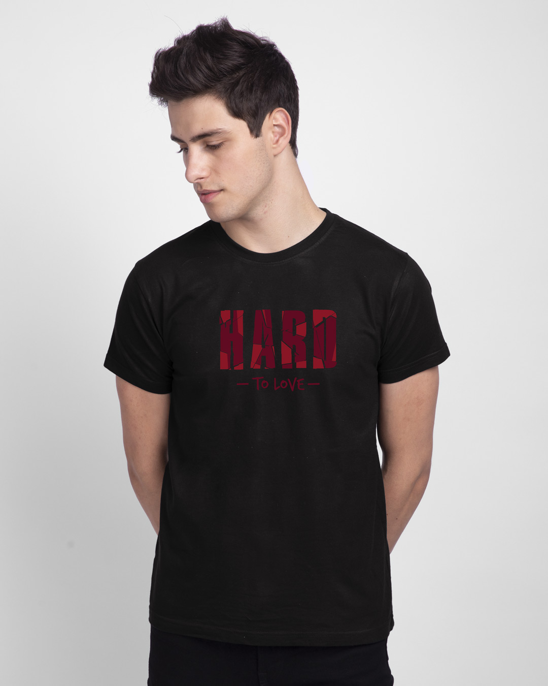 Shop Hard To Love Half Sleeve T-Shirt Black-Back