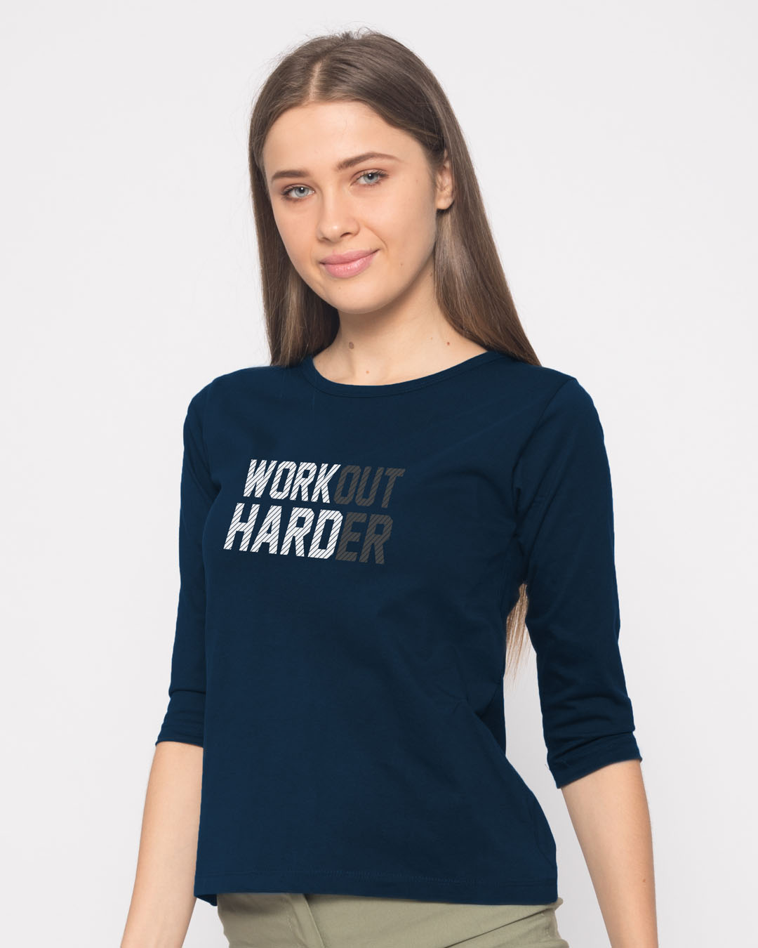 Shop Hard Work Round Neck 3/4th Sleeve T-Shirt-Back