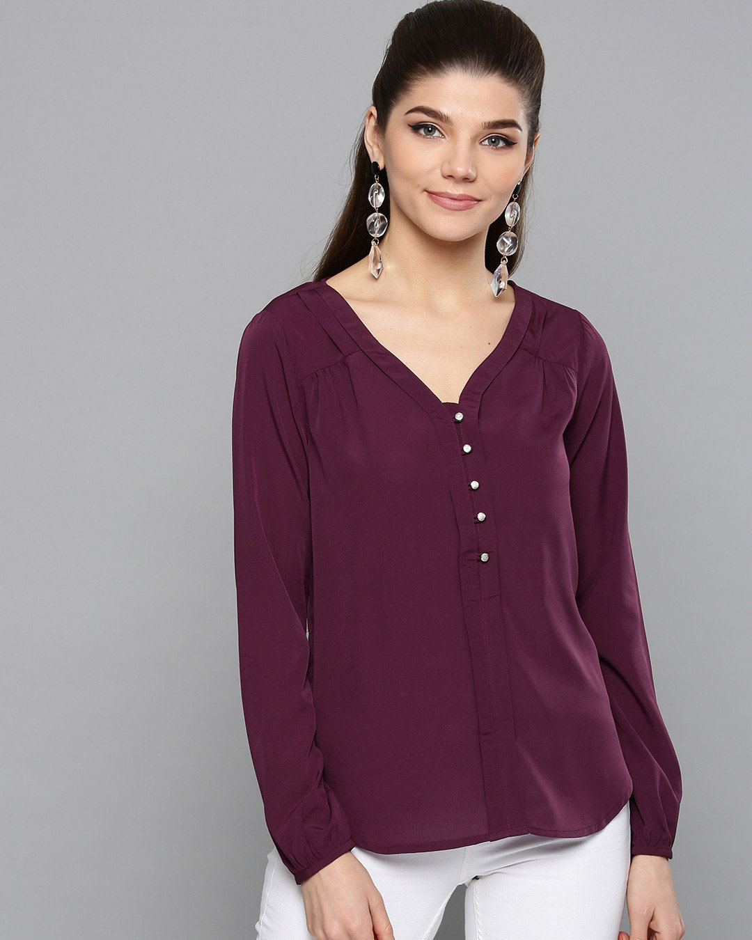 Buy Women's Boat Neck Full Sleeve Solid Top Online at Bewakoof