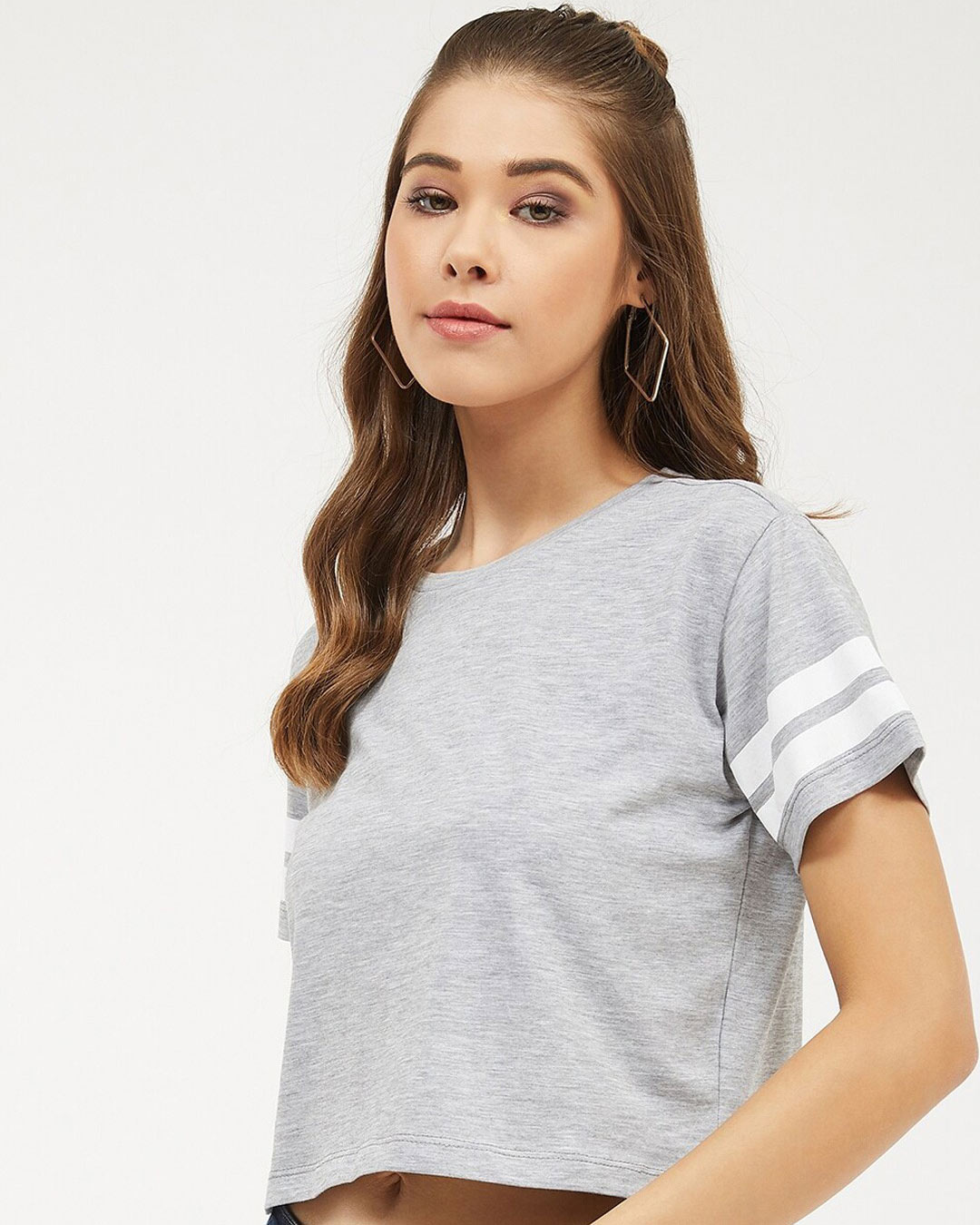 Shop Women's Round Neck Short Sleeves Printed T-Shirt-Back