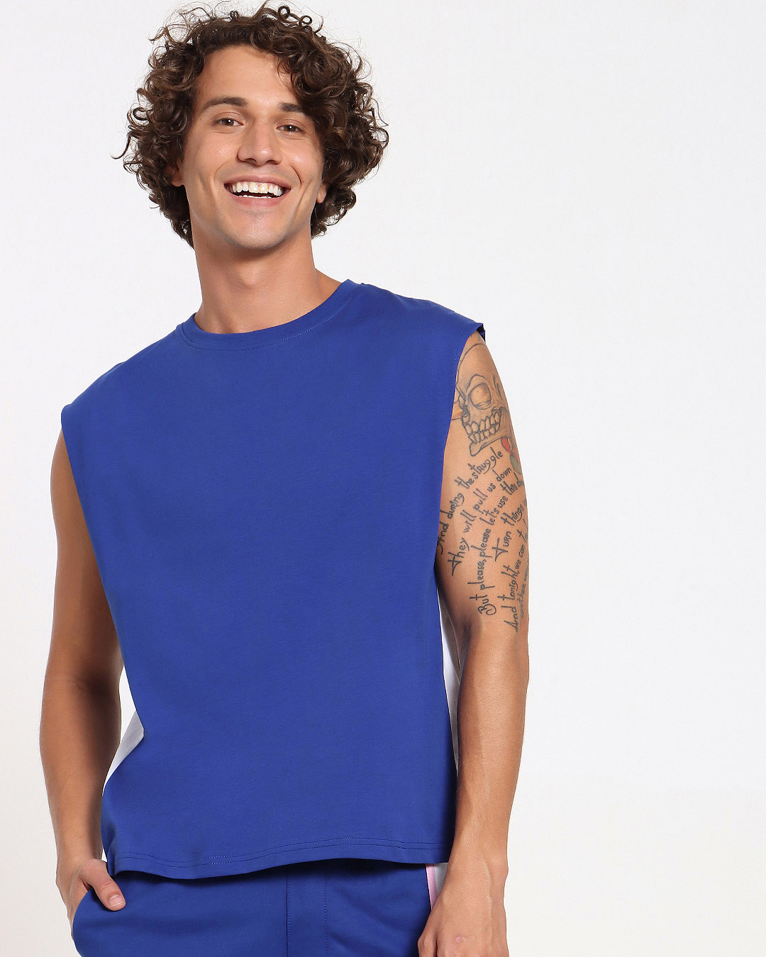 Shop Men's Hashtag Blue Oversized Vest-Back