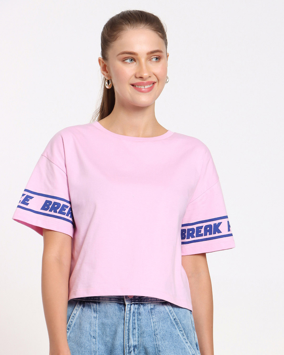 Shop Hashtag Pink Loose Fit Short Top-Back
