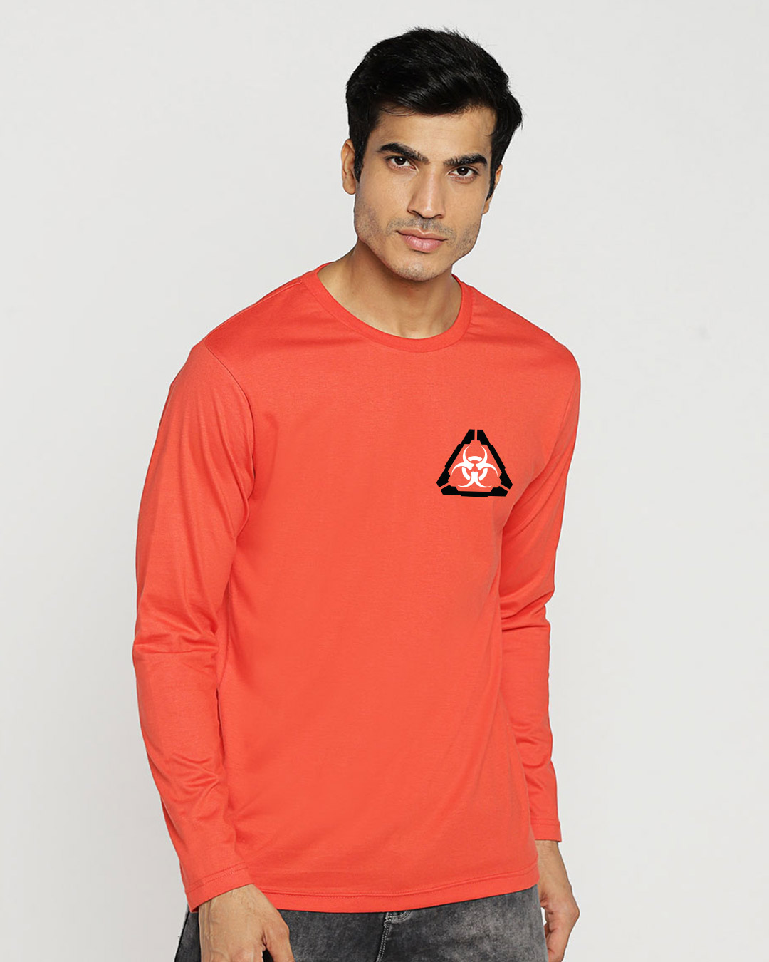 Shop Hazadous Full Sleeve T-Shirt Smoke Red-Back
