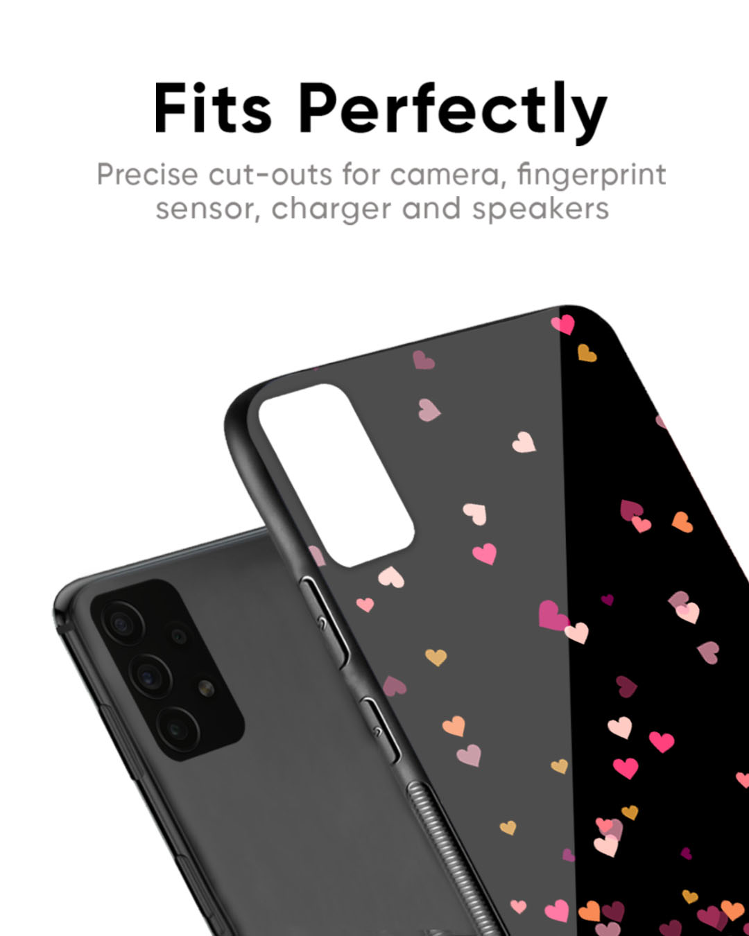 Shop Heart Rain Fall Premium Glass Case for Oppo Reno8T 5G (Shock Proof, Scratch Resistant)-Back