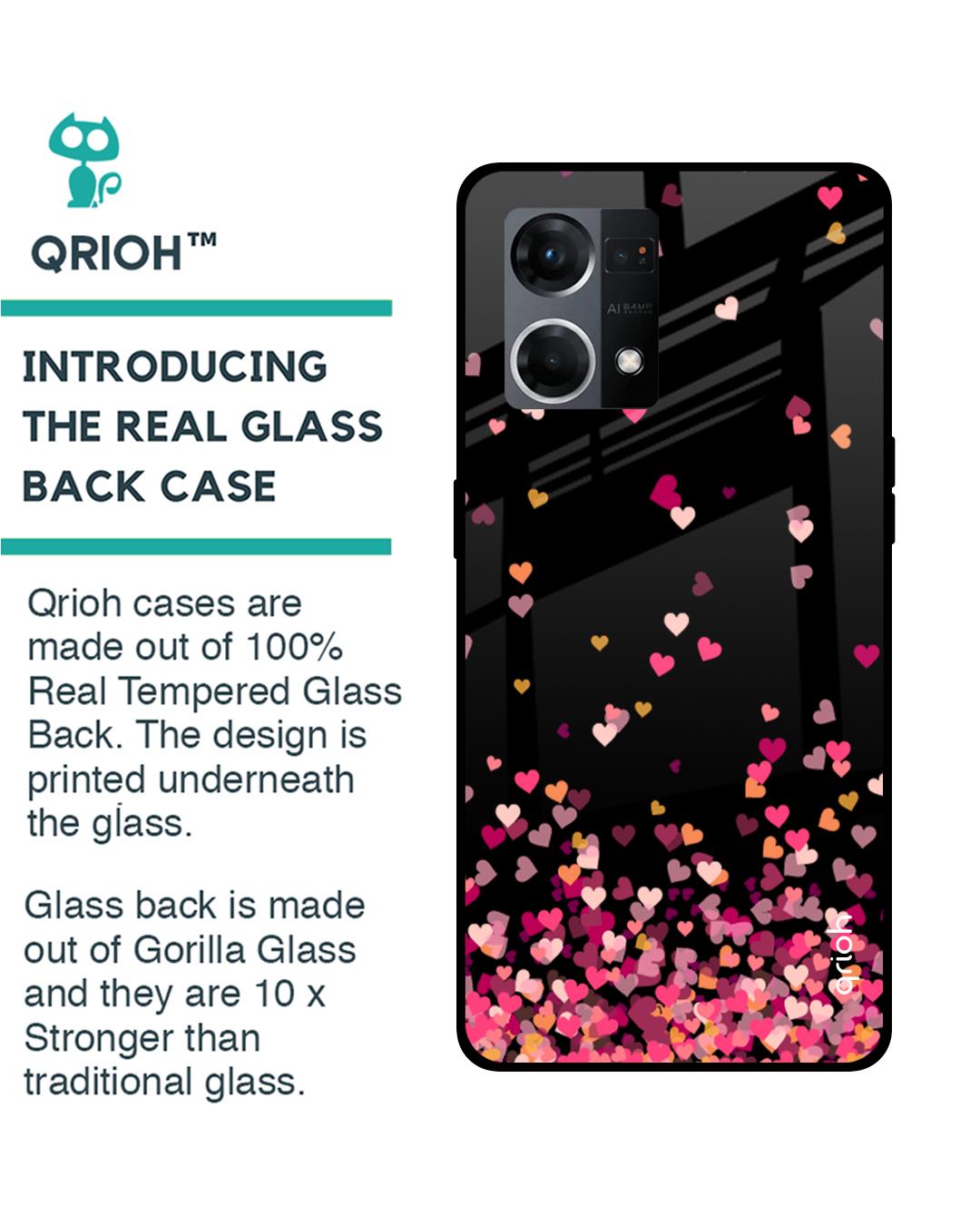 Shop Heart Rain Fall Printed Premium Glass Case For Oppo F21s Pro (Shock Proof,Scratch Resistant)-Back