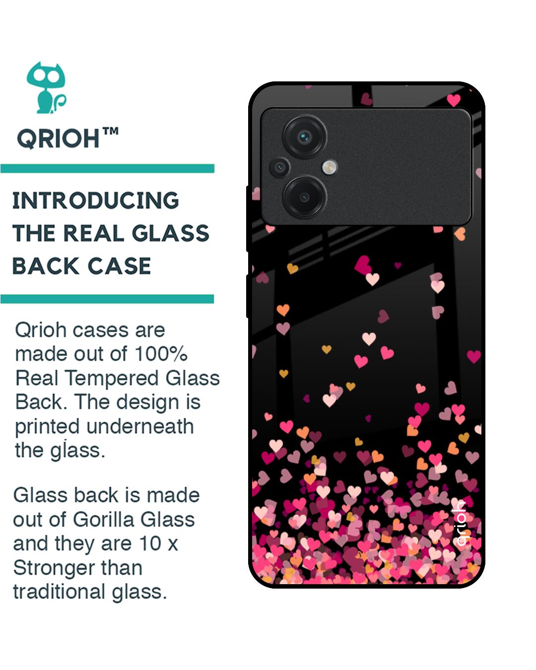 Shop Heart Rain Fall Printed Premium Glass Case For Poco M5 (Shock Proof,Scratch Resistant)-Back
