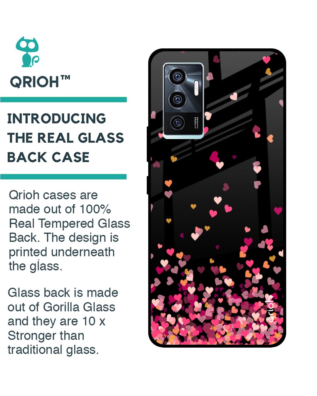Shop Heart Rain Fall Printed Premium Glass Cover For Vivo V23e 5G (Shock Proof, Lightweight)-Back