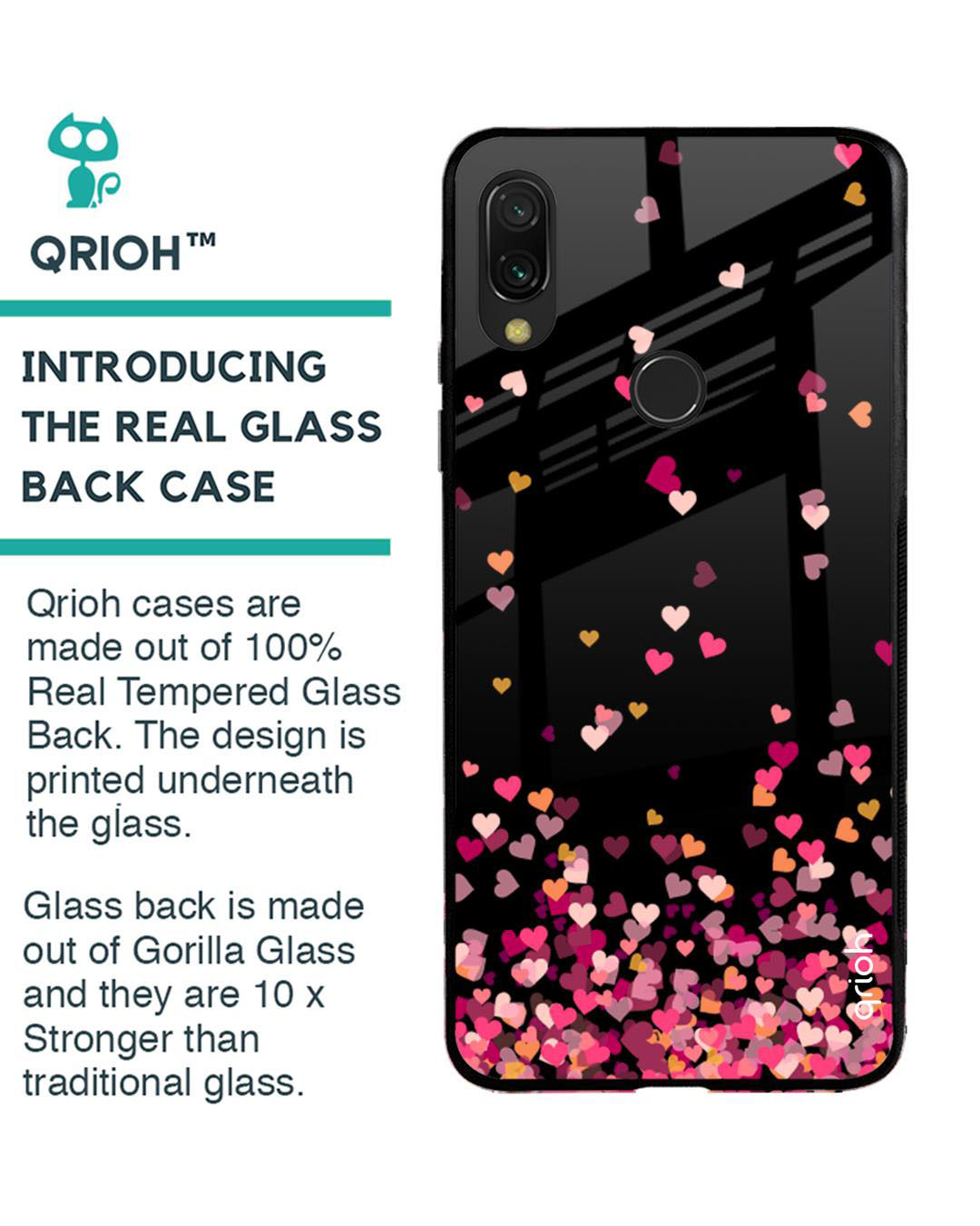 Shop Heart Rain Fall Printed Premium Glass Cover for Xiaomi Redmi Note 7 Pro (Shock Proof, Lightweight)-Back