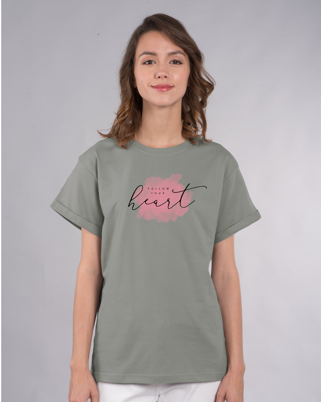 Shop Heart Watercolor Boyfriend T-Shirt-Back