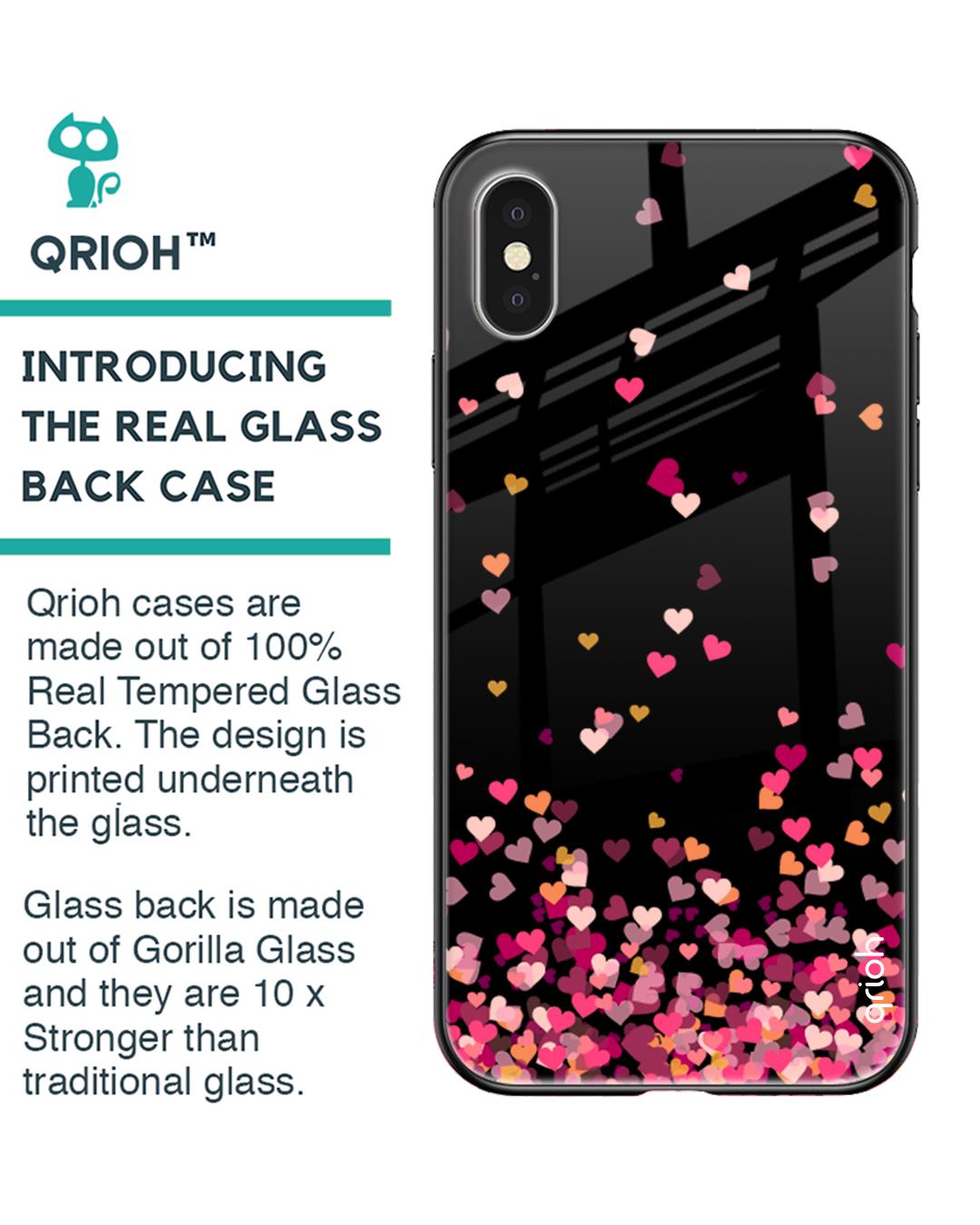 Shop Hearts Printed Silicon Glass Cover For Apple iPhone XS Max (Light Weight, Impact Resistant)-Back