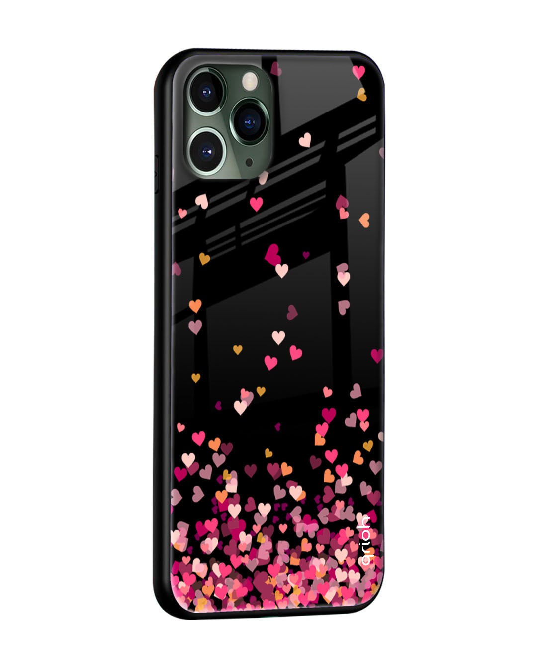 Shop Hearts Printed Silicon Glass Cover For iPhone 12 Pro Max (Light Weight, Impact Resistant)-Back