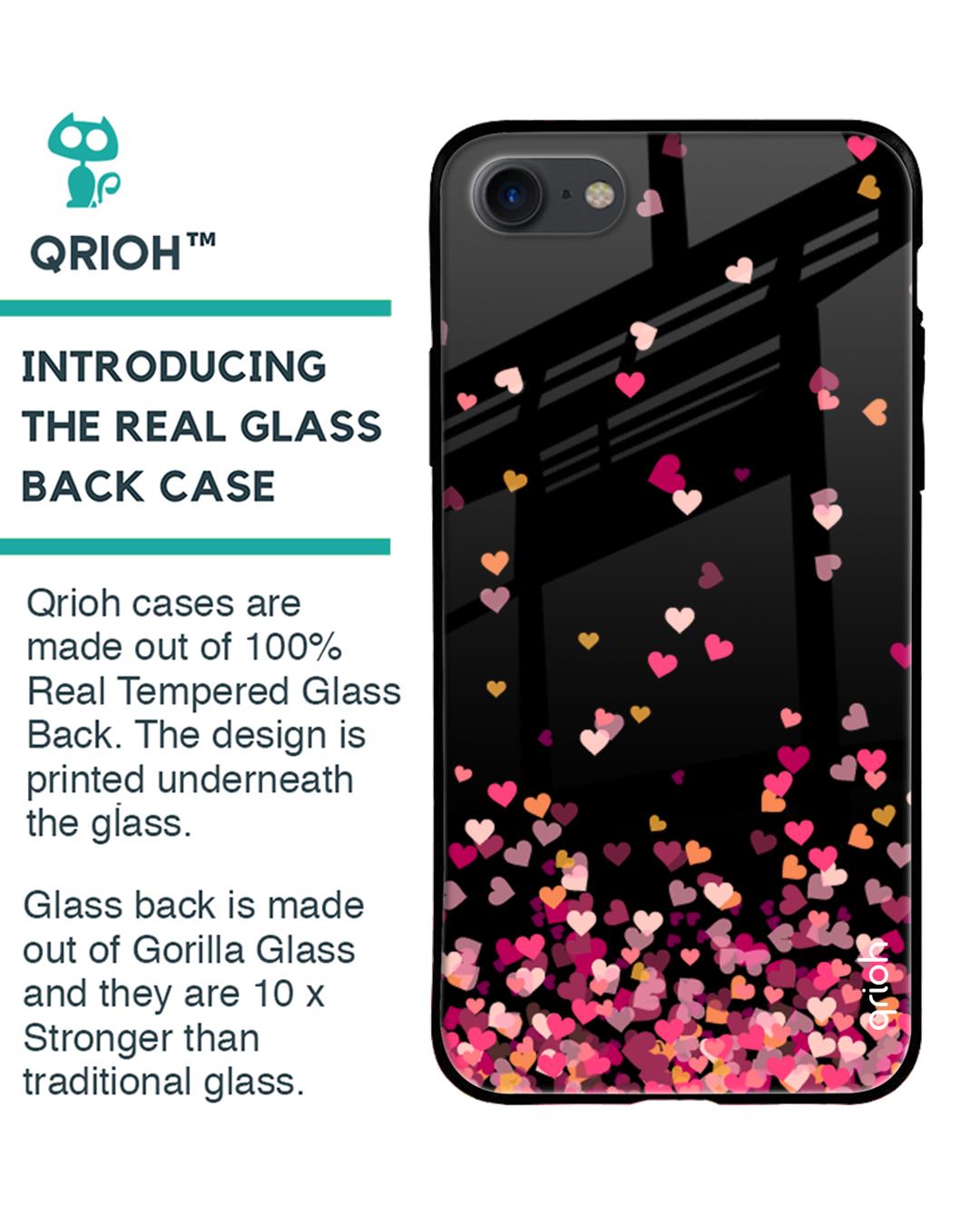 Shop Hearts Printed Silicon Glass Cover For iPhone SE 2020 (Light Weight, Impact Resistant)-Back