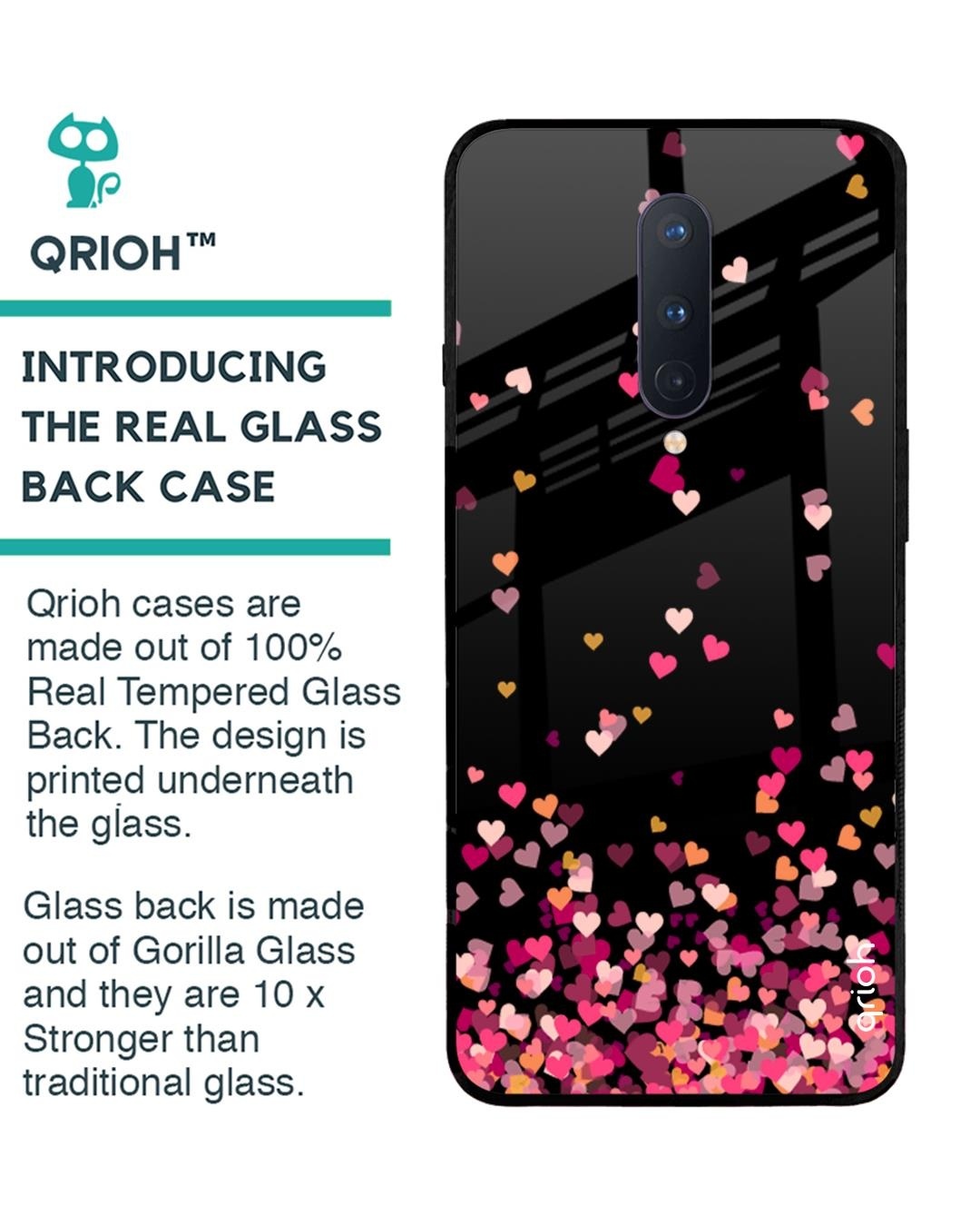 Shop Hearts Ptinted Silicon Glass Cover For OnePlus 8 (Light Weight, Impact Resistant)-Back