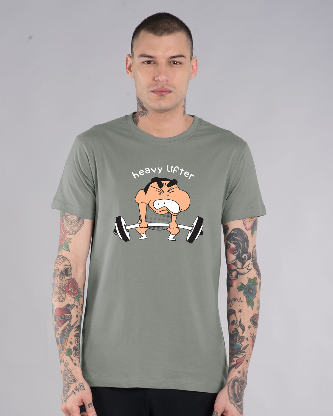 Shop Heavy Lifter Shinchan Half Sleeve T-Shirt (SHL)-Back
