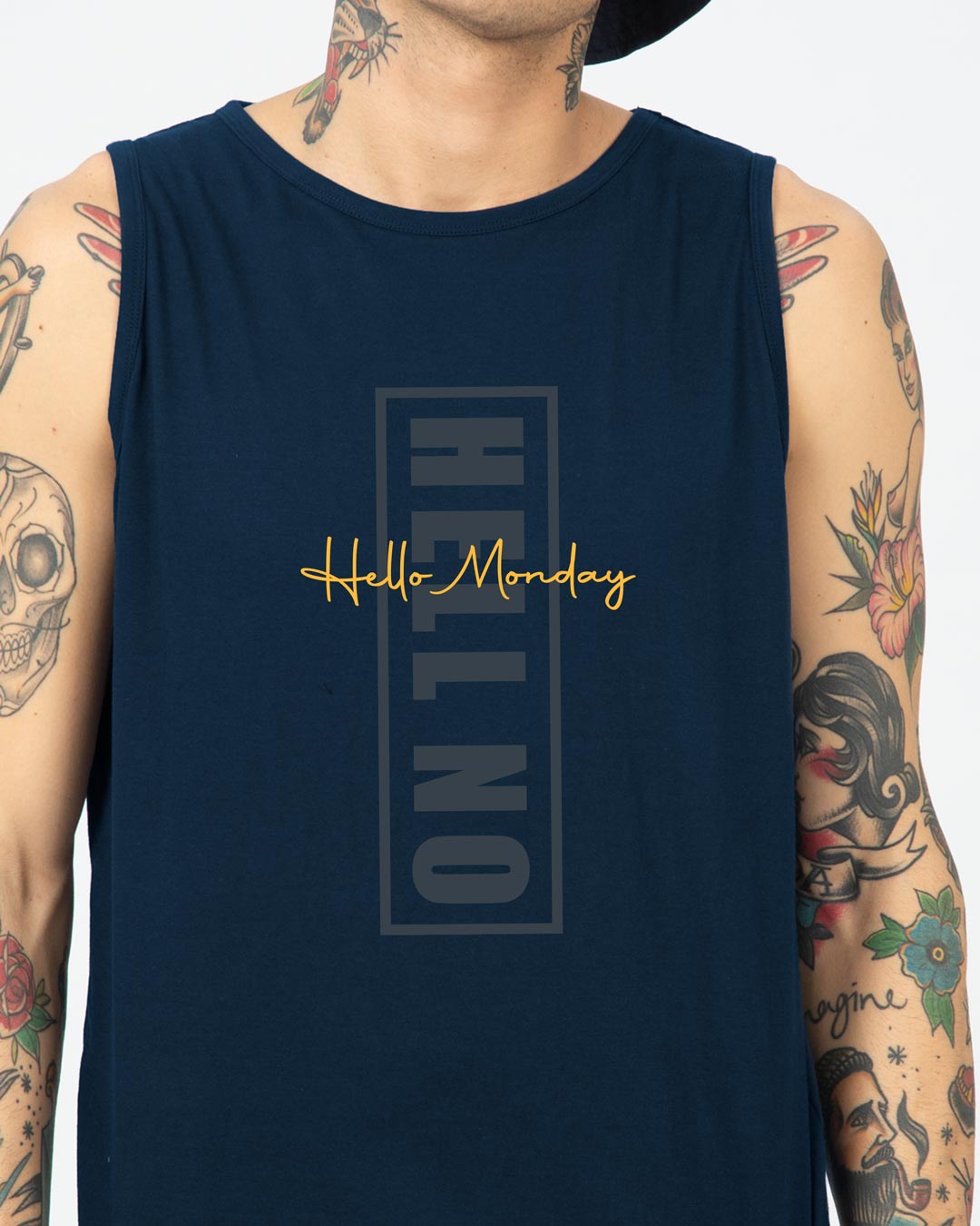 Shop Men's Blue Hell No Monday Typography Vest-Back