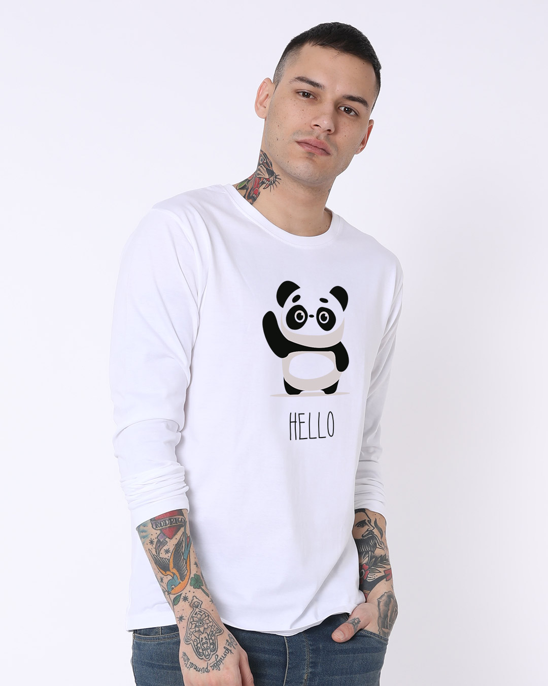 Shop Hello Panda Full Sleeve T-Shirt-Back