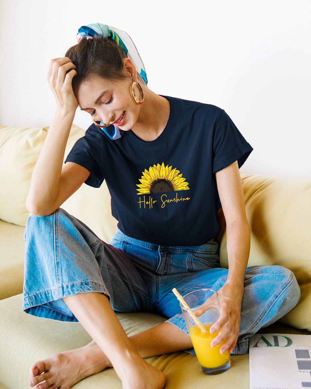 

Hello Sunshine Boyfriend T-Shirts Navy Blue Women' Printed Boyfriend T-Shirts Bewakoof.com