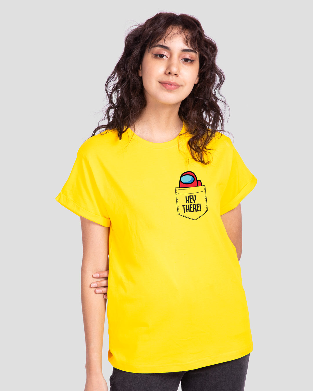 Shop Hey There Imposter Boyfriend T-Shirt Pineapple Yellow-Back