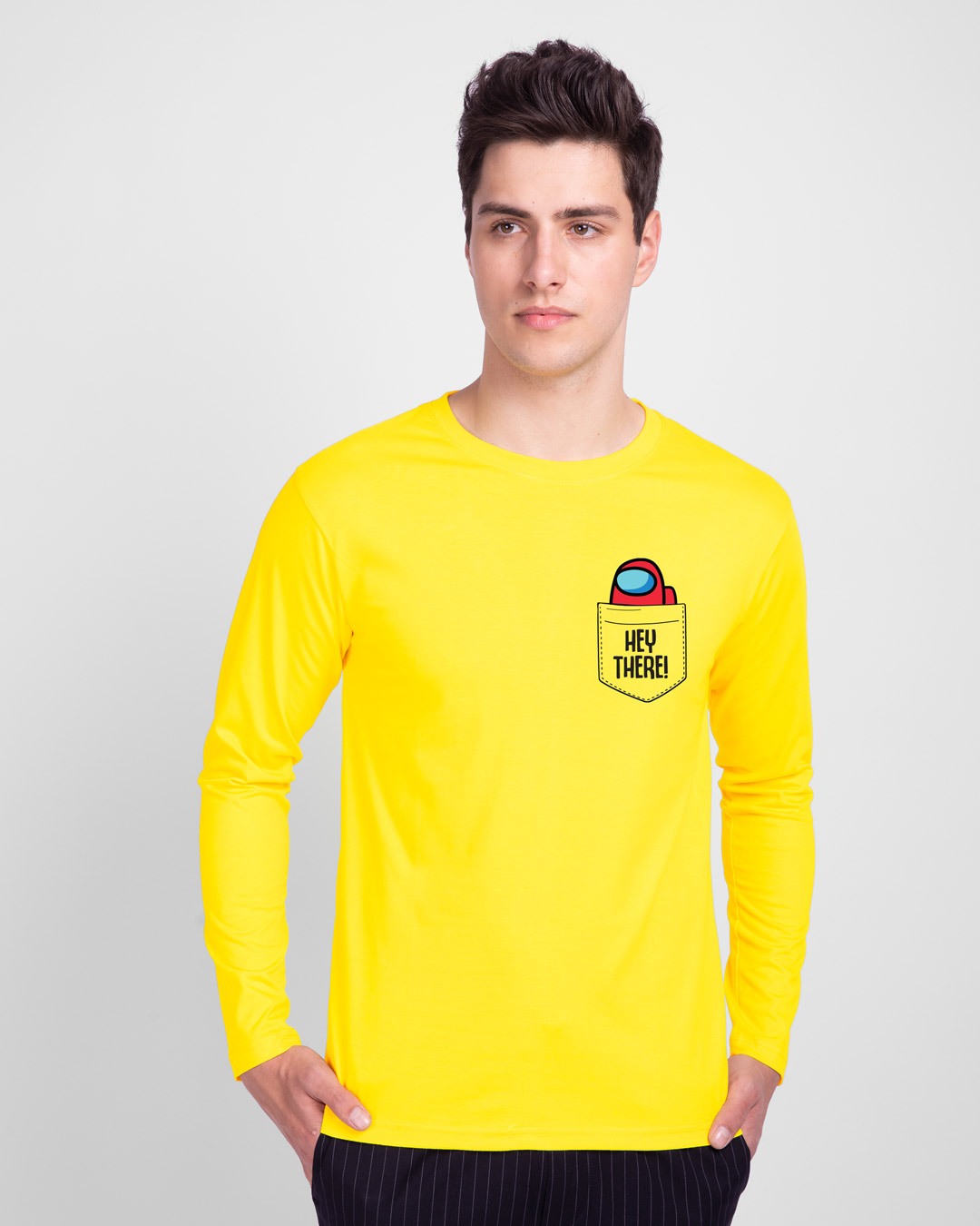 Shop Hey There Imposter Full Sleeve T-Shirt Pineapple Yellow-Back