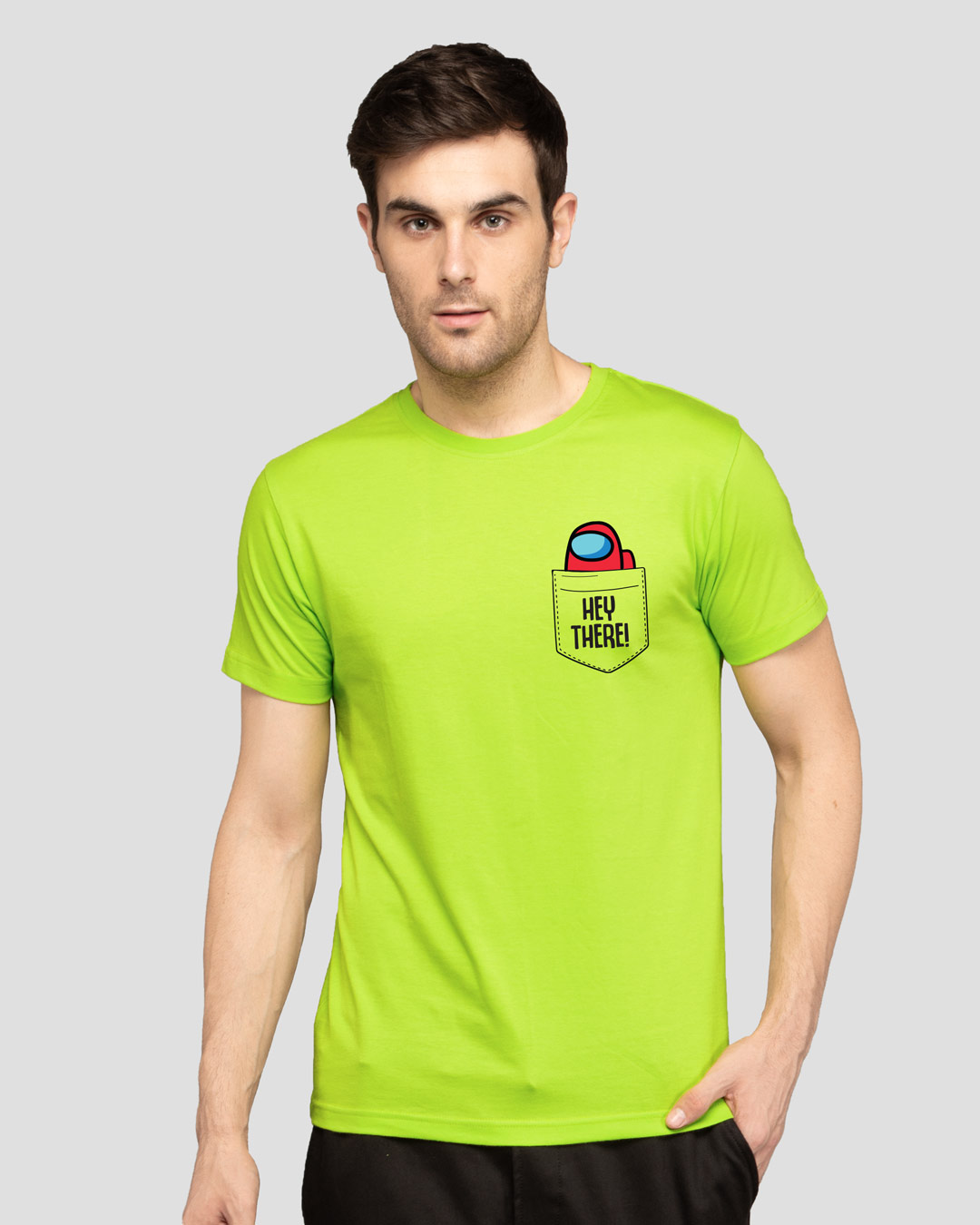 Shop Hey There Imposter Half Sleeve T-Shirt Neon Green-Back