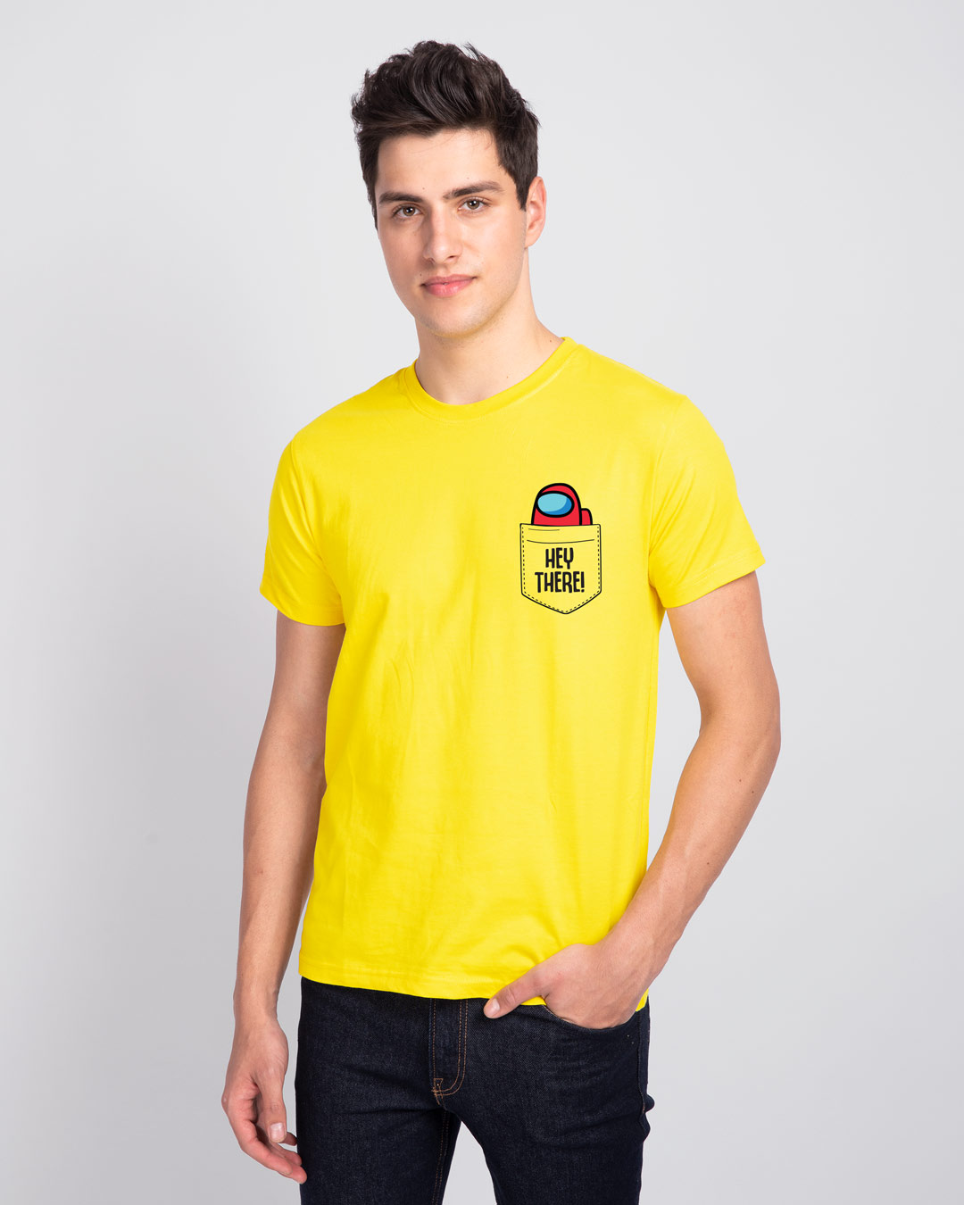 Shop Hey There Imposter Half Sleeve T-Shirt  Pineapple Yellow-Back