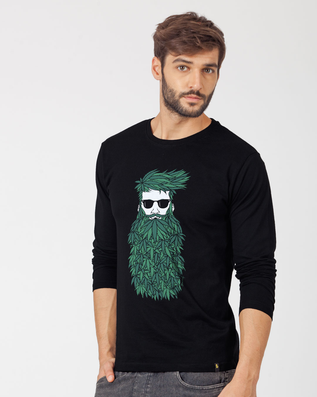 Buy High Beard Full Sleeve TShirt for Men black Online at Bewakoof