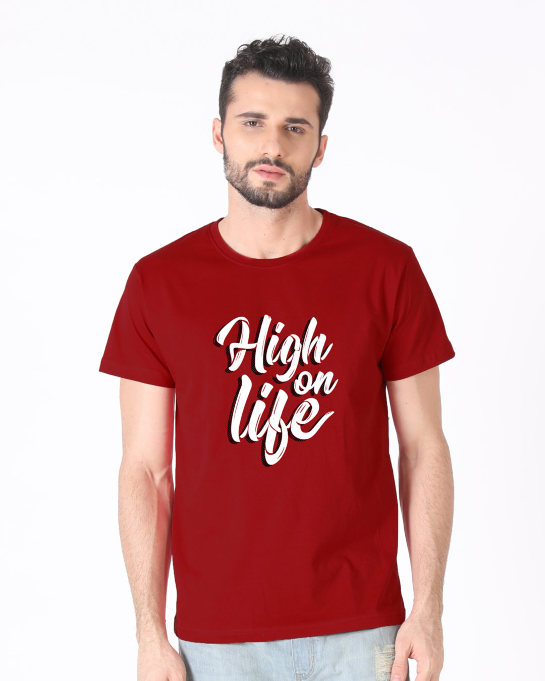 Shop High On Life Typography Half Sleeve T-Shirt-Back