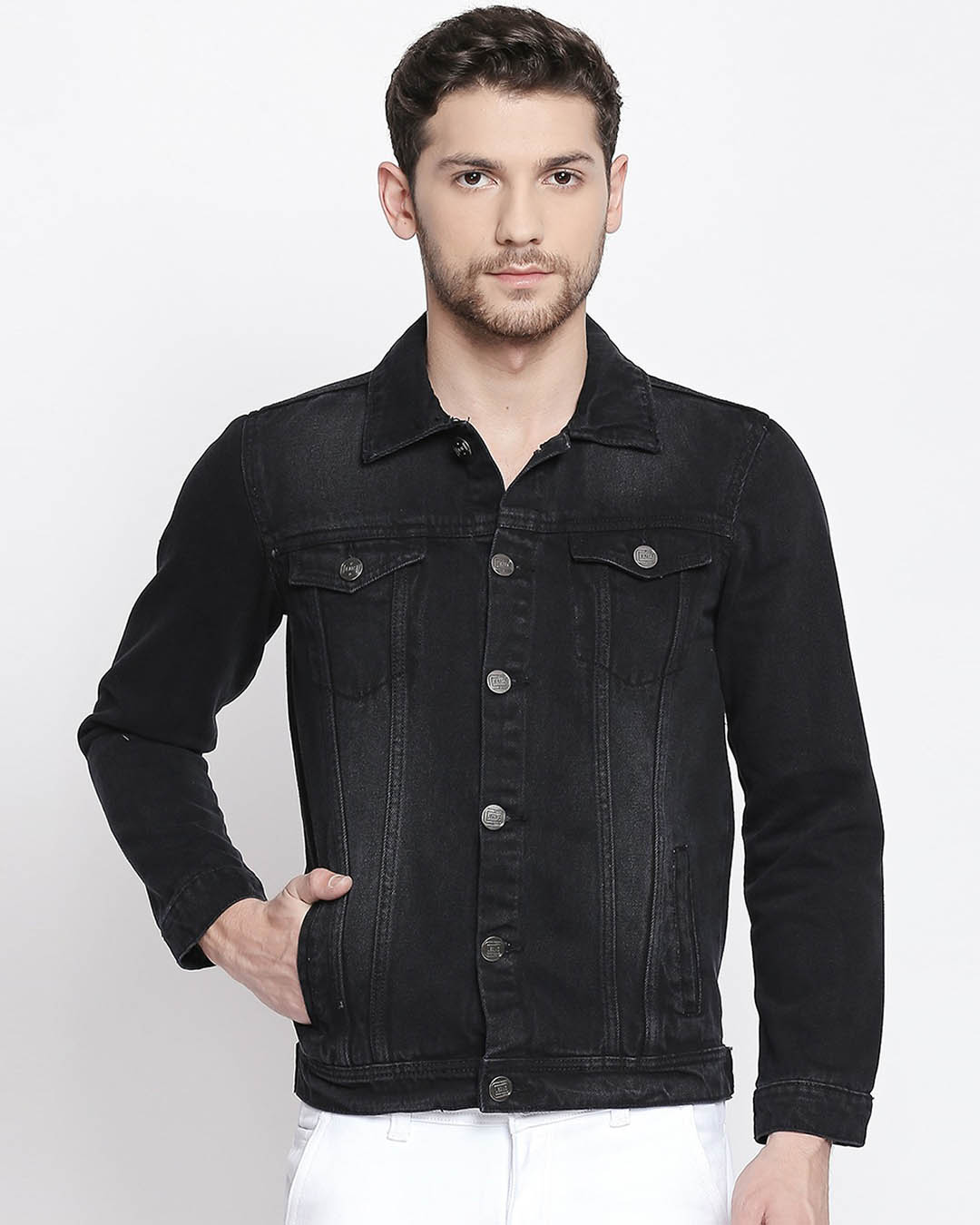 Buy Men's Black Solid Denim Jacket for Men Black Online at Bewakoof