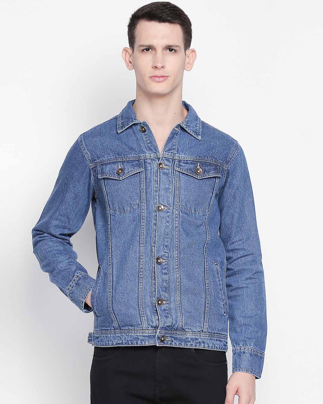 Buy HIGH STAR Clothing Men's Regular Fit Cotton Long Sleeves Denim Jacket  (Blue1, L) at Amazon.in