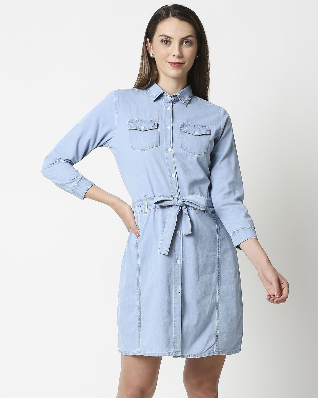 Buy Women's Blue Solid Shirt Dress Online at Bewakoof