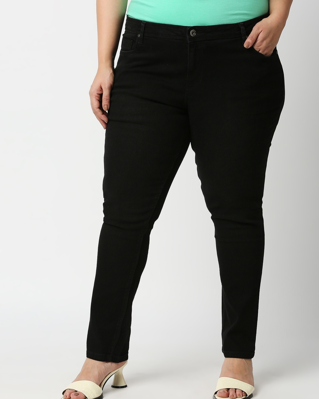 Shop Women's Black Slim Fit  Plus Size Jeans-Back
