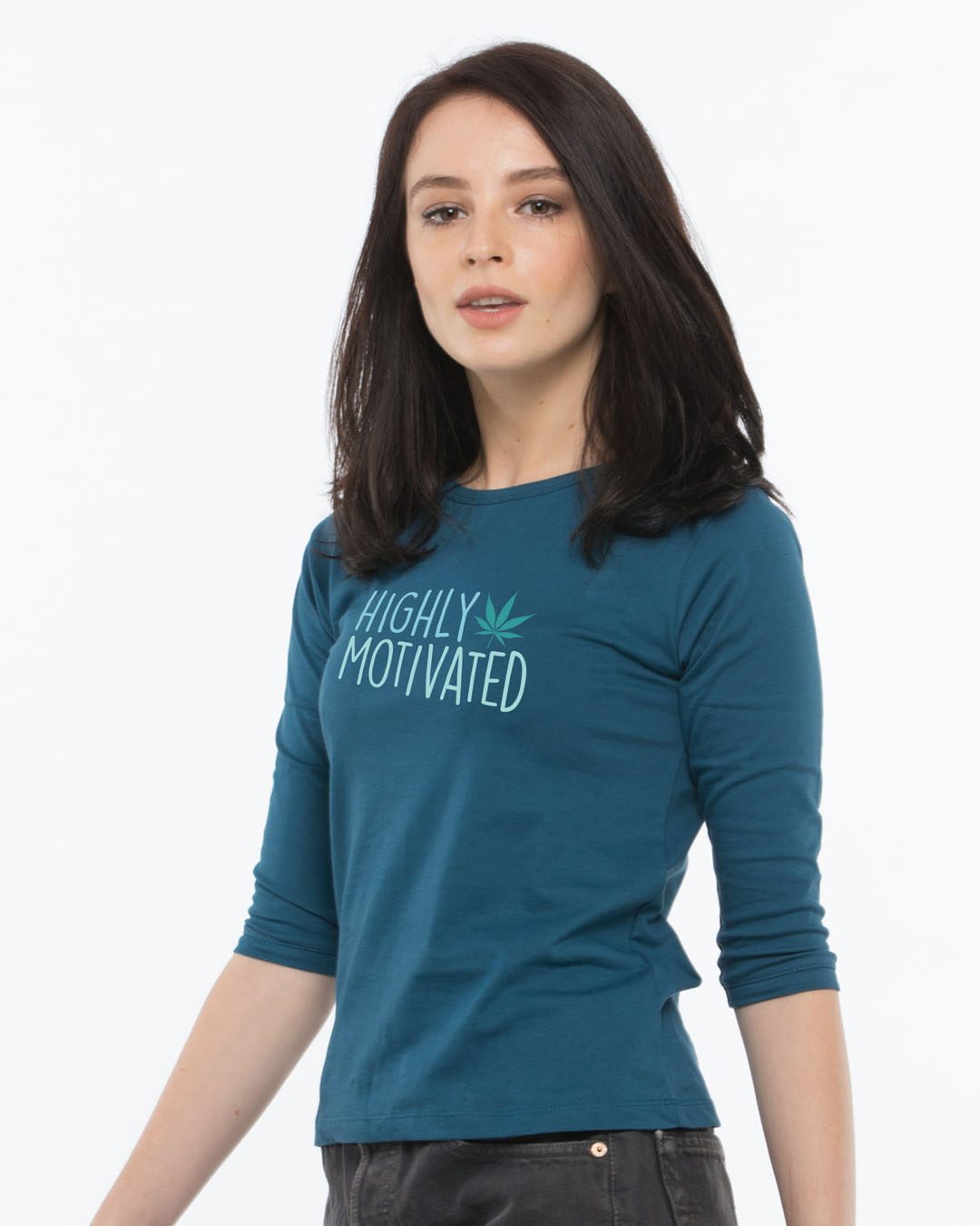 Shop Highly Motivated Round Neck 3/4th Sleeve T-Shirt-Back