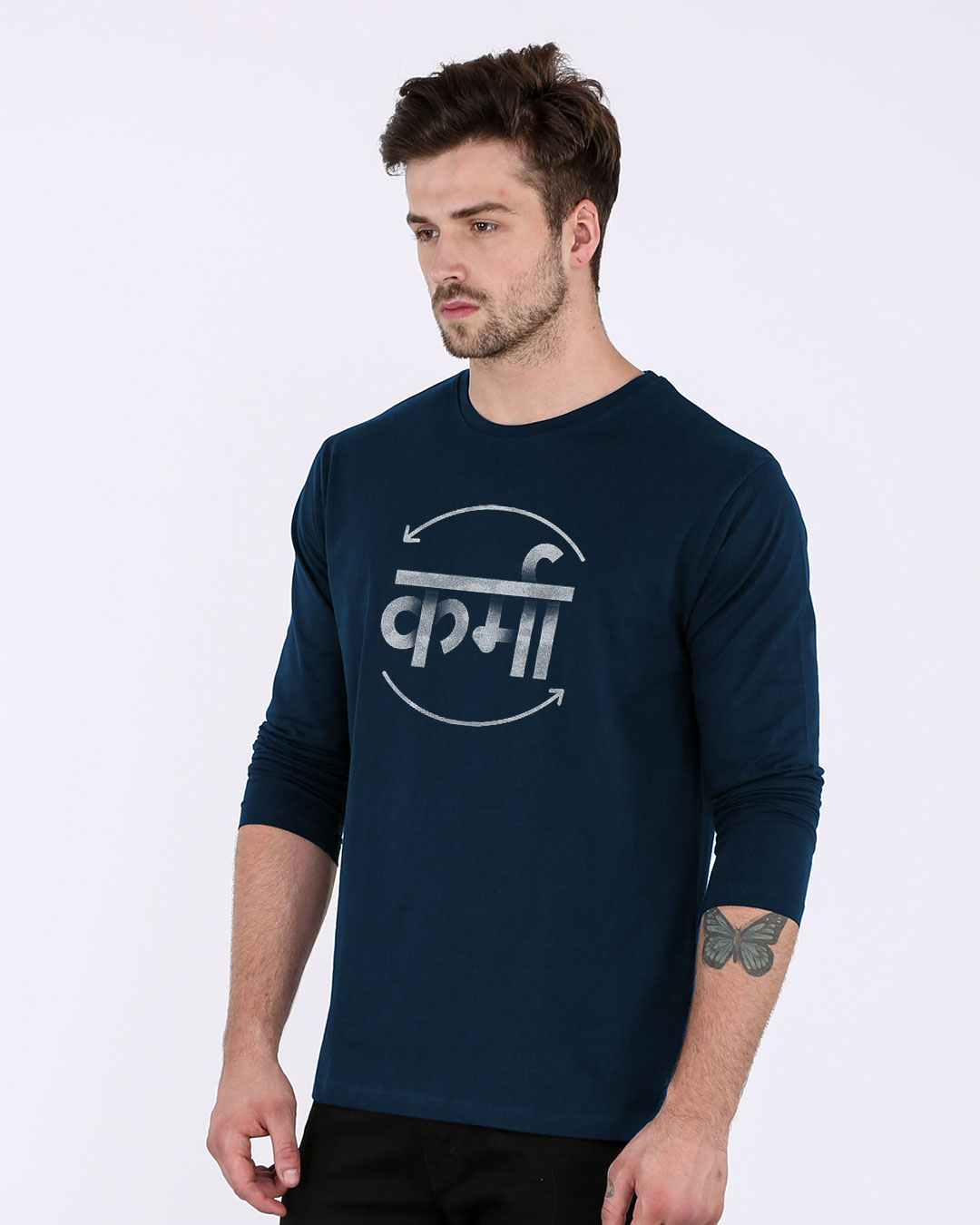 Shop Hindi Karma Full Sleeve T-Shirt-Back