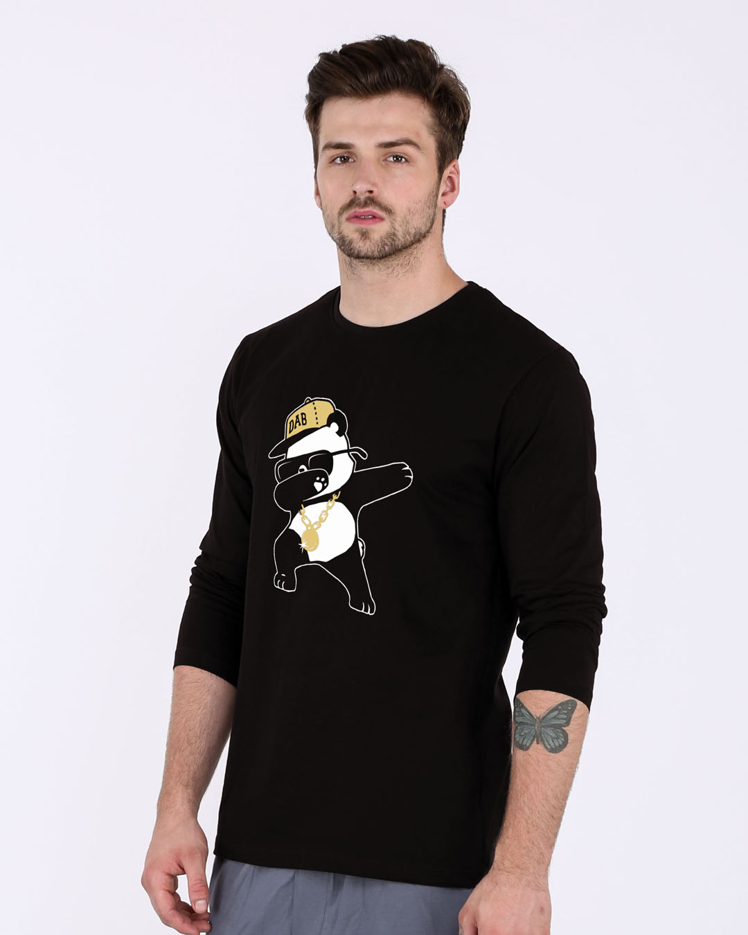 Shop Hip-hop Panda Full Sleeve T-Shirt-Back