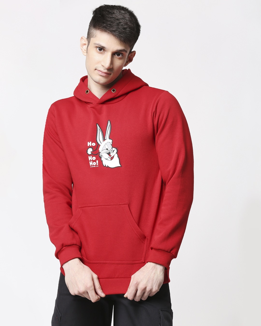 

Men Chest Printed ho ho Red Sweatshirt Men' Printed Hoodies AW19 Bewakoof.com