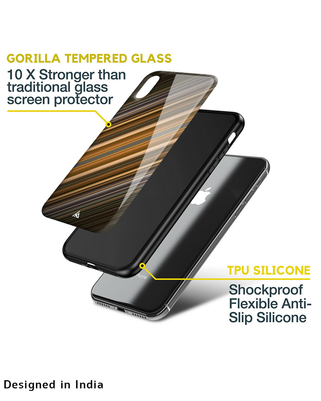 Shop Diagonal Slash Pattern Glass Case For Iphone 12-Back