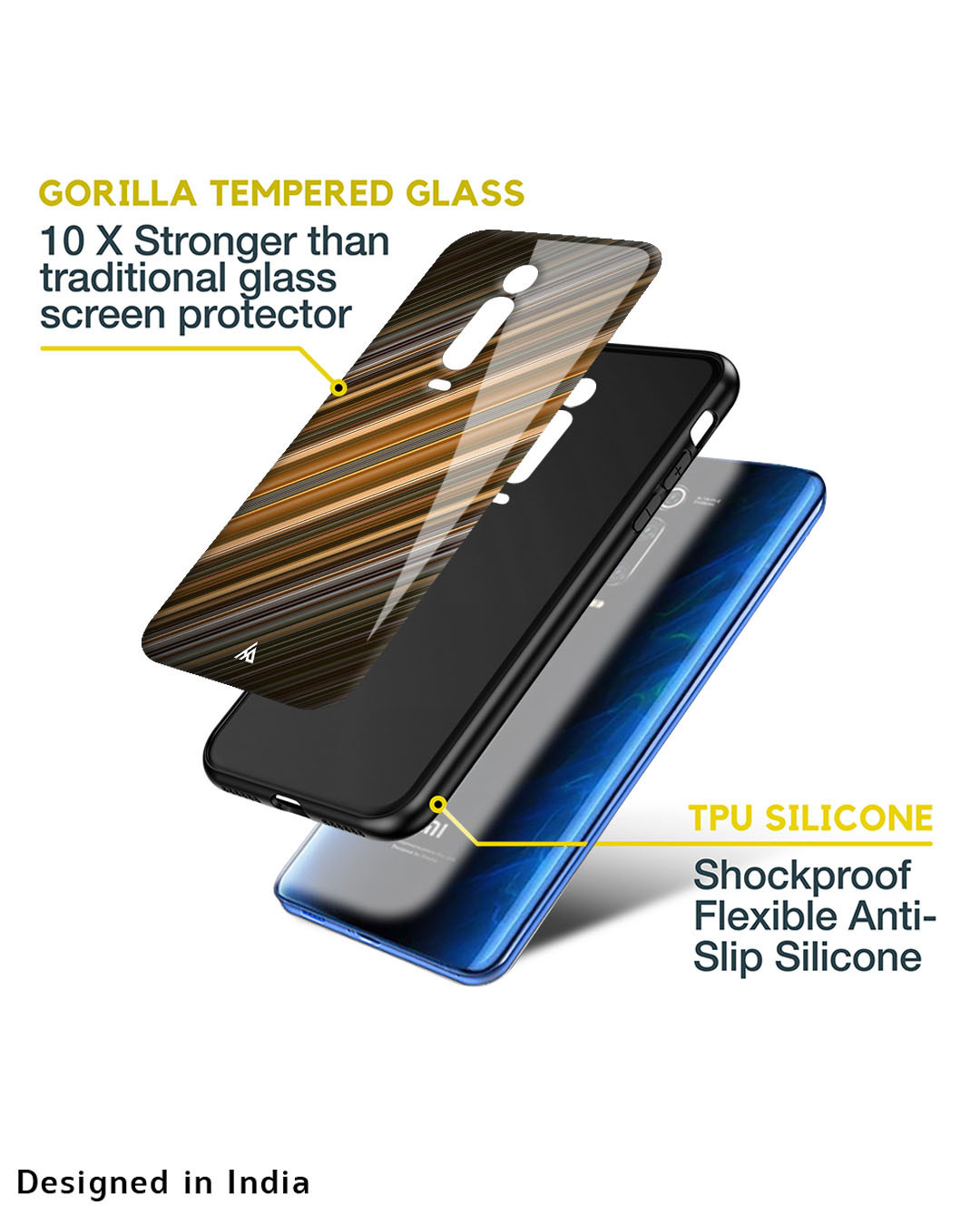 Shop Diagonal Slash Pattern Glass Case For Mi 11 Lite-Back
