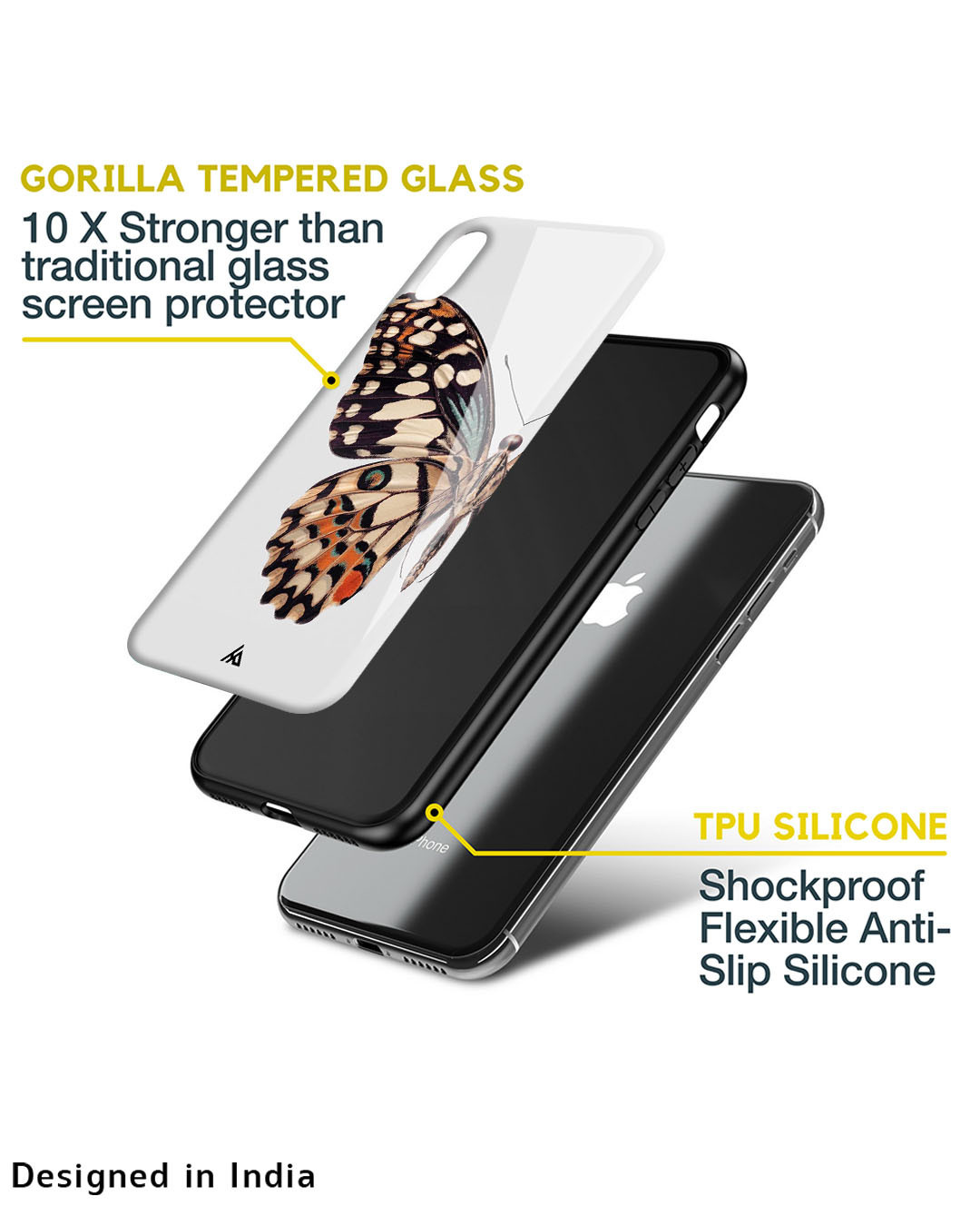 Shop Monarch Butterfly Glass Case For Iphone 12-Back